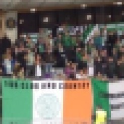 Celtic support in Maribor 2014 banners