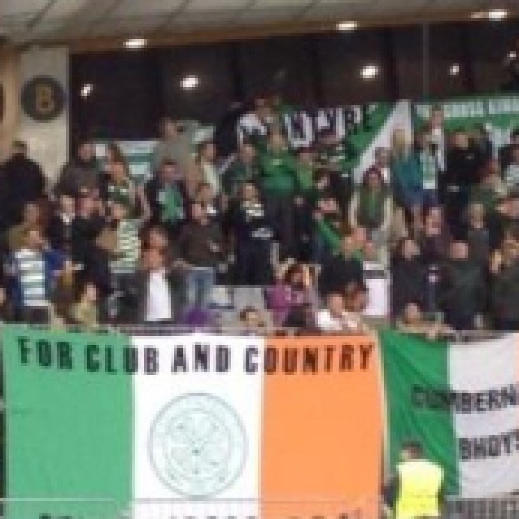 Celtic support in Maribor 2014 banners
