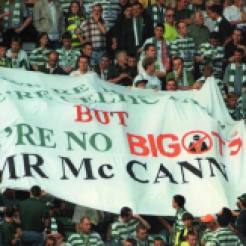 We're not bigots Mr McCann banner