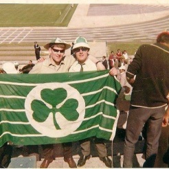 Lisbon 2 supporters with shamrock flag, colour